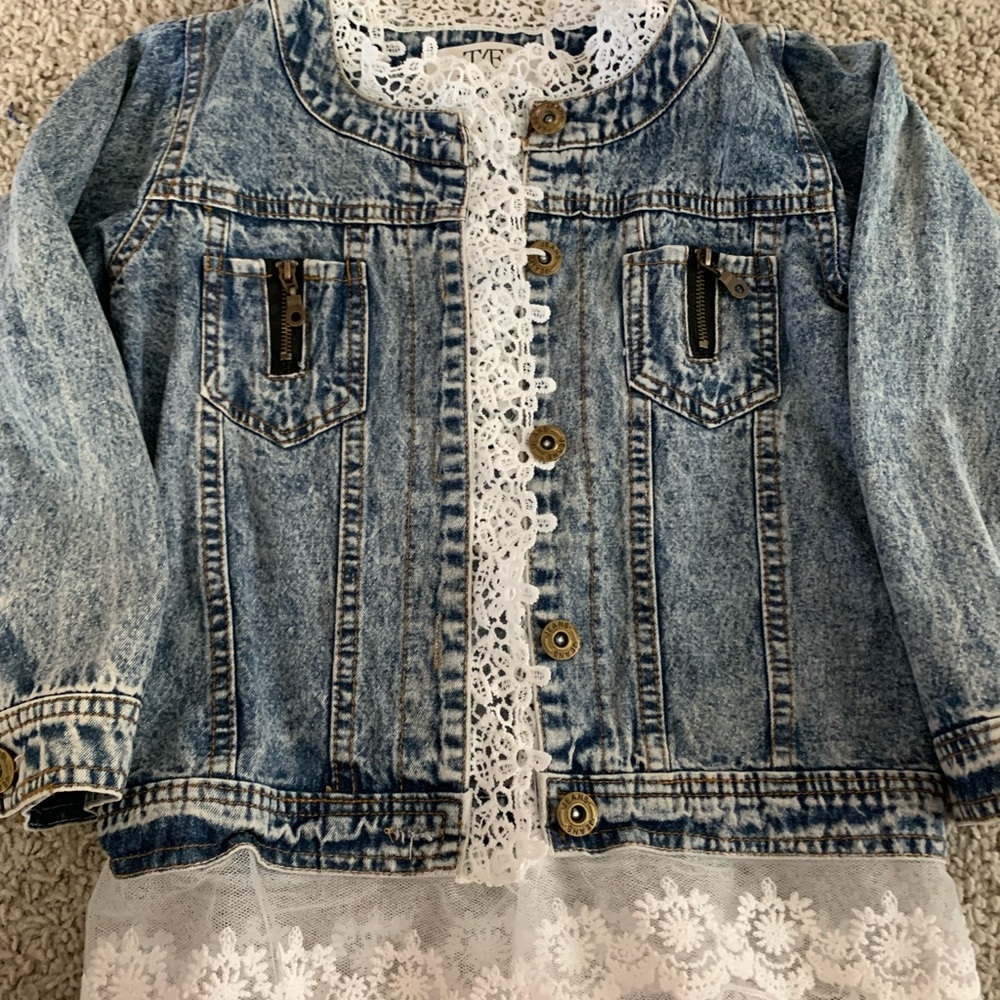 Girls size 5/6 denim and lace jacket